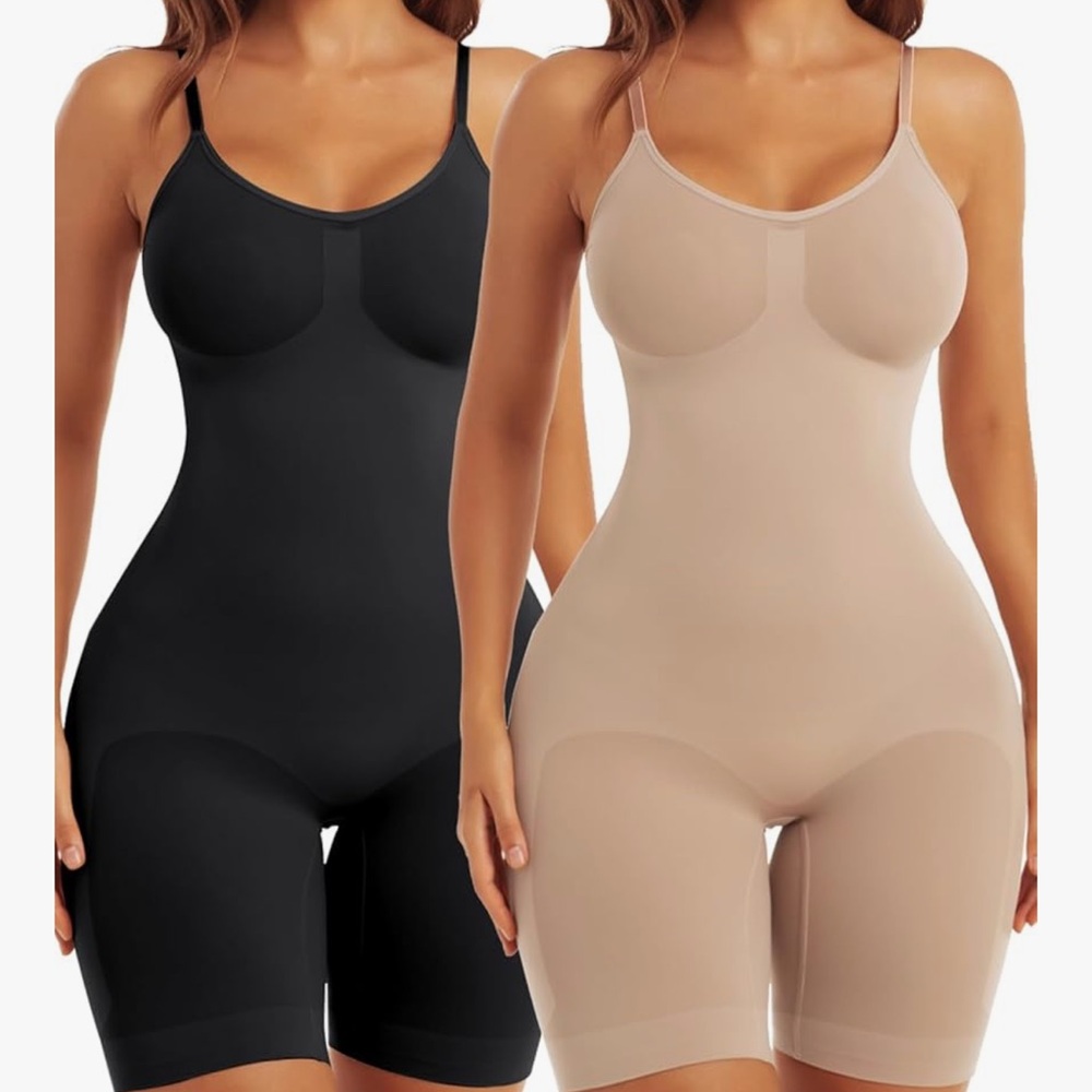 Seamless Black & Nude Shaping Bodysuit - Women's Sculpting Slip